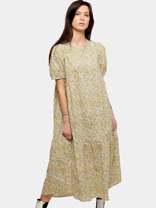 Sofie Long Dress - Blue & Yellow Floral - TeeShoppen Group™ - Dress - Amis de Copenhague