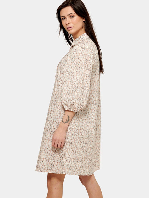 Sofie Shirt Dress - Beige Floral - TeeShoppen Group™ - Dress - Amis de Copenhague
