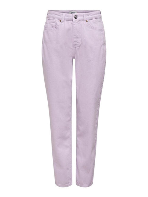 Solid Color Mom Pants - Orchid Bouquet - TeeShoppen Group™ - Jeans - ONLY