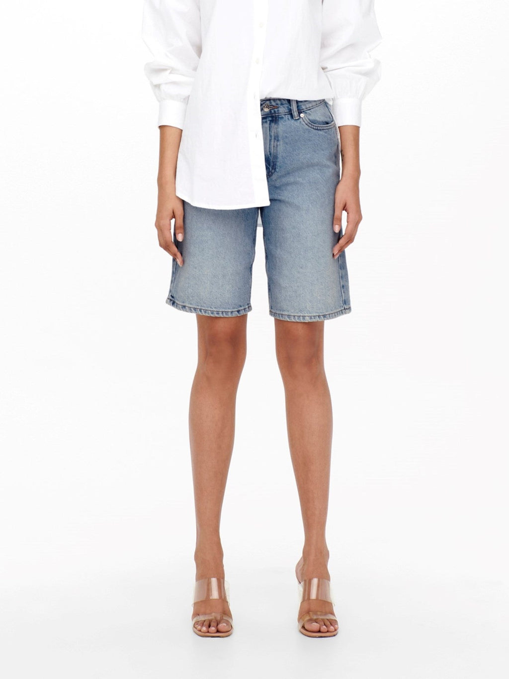 Sonny High Taille Wide Jeans Shorts - Hellblau