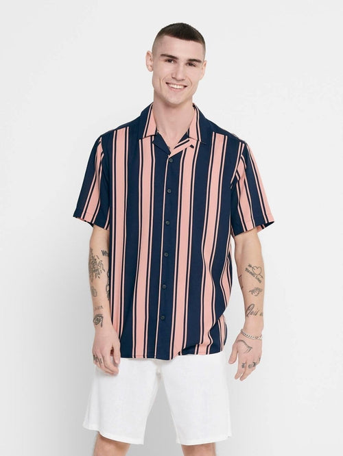 Striped short-sleeved shirt - Misty Rosé - TeeShoppen Group™ - Formal Shirts & Blouses - Only & Sons