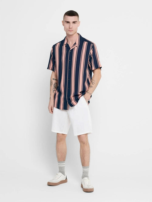 Striped short-sleeved shirt - Misty Rosé - TeeShoppen Group™ - Formal Shirts & Blouses - Only & Sons