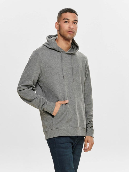 Sweat hoodie - Light Gray - TeeShoppen Group™ - Shirt - Only & Sons