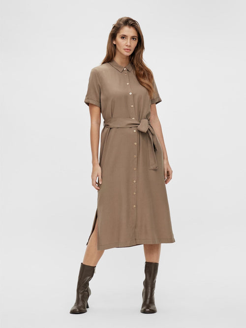 Tilda Maxi Kjole - Fossil - TeeShoppen Group™ - Dress - Object