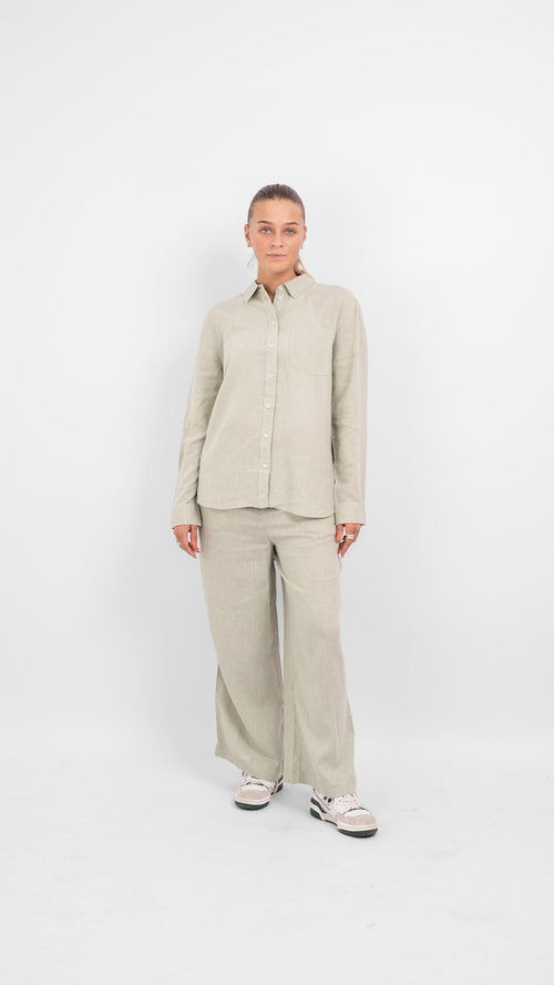 Tokyo Linen Pants - Desert Sage - TeeShoppen Group™ - Pants - ONLY