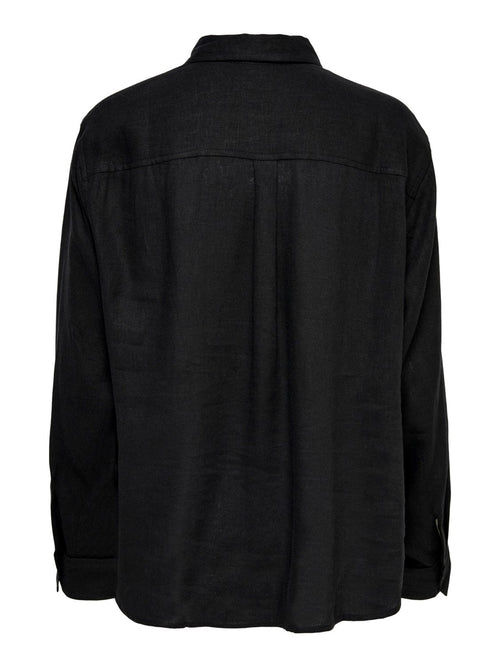 Tokyo Linen Shirt - Black - TeeShoppen Group™ - Formal Shirts & Blouses - ONLY