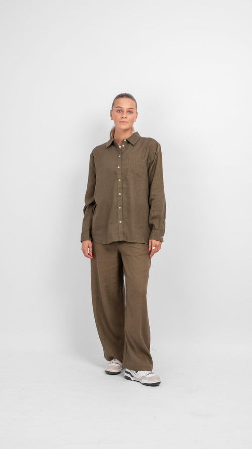 Tokyo Linen Shirt - Kalamata - TeeShoppen Group™ - Formal Shirts & Blouses - ONLY