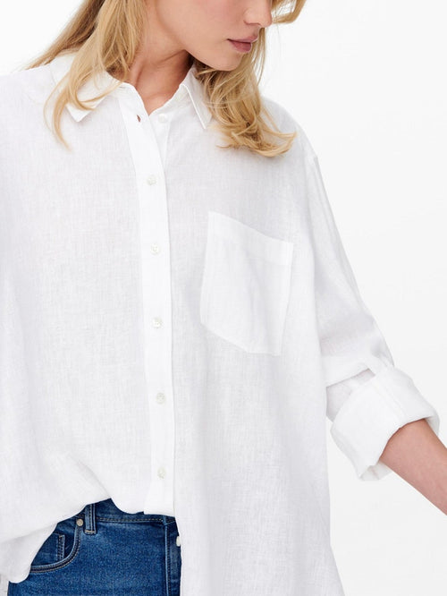 Tokyo Linen Shirt - White - TeeShoppen Group™ - Formal Shirts & Blouses - ONLY