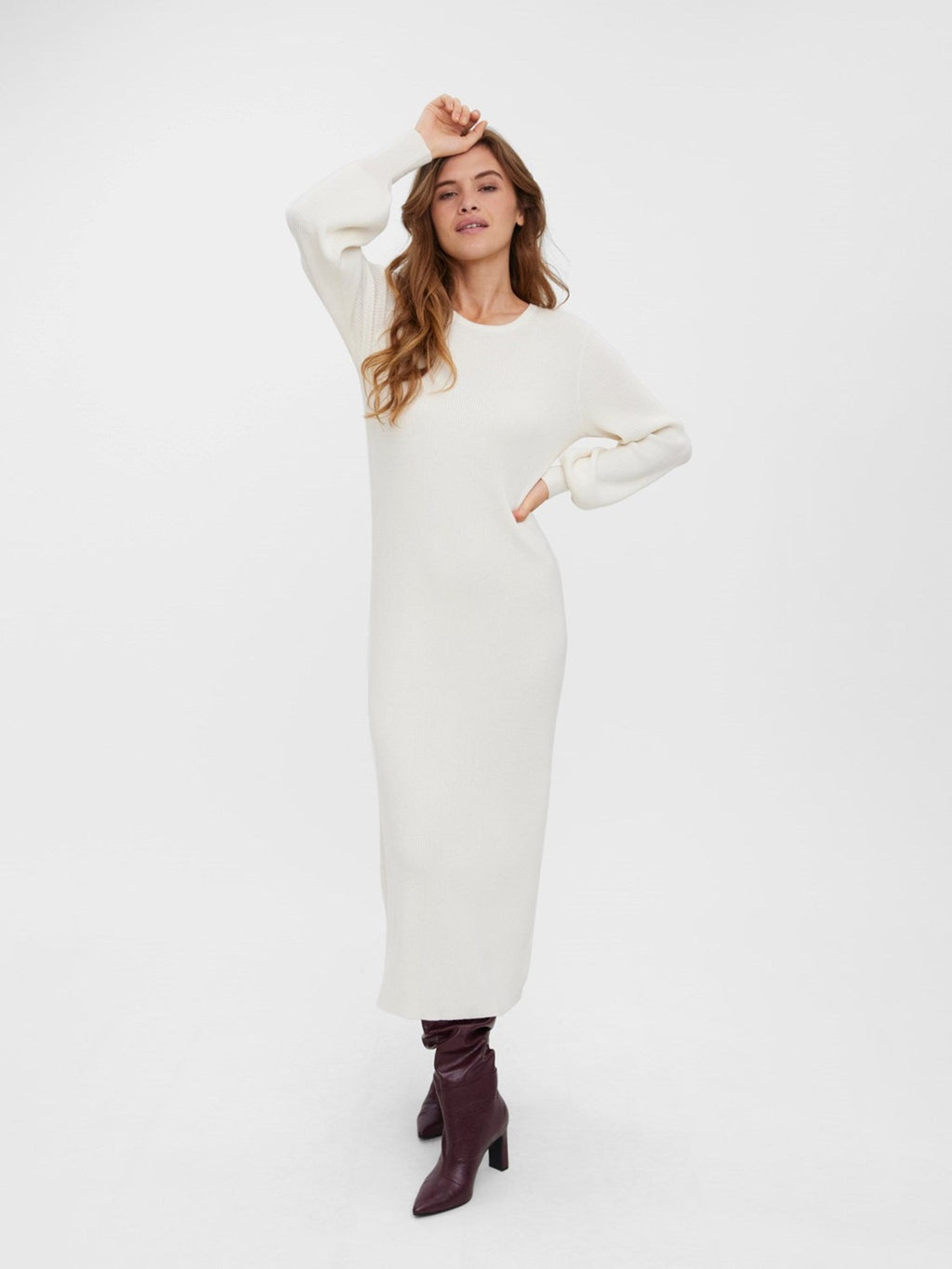 Tapferkeit O -Neck -Strickkleid - Birke