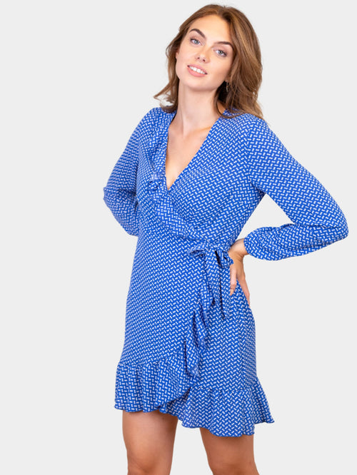 Wrap Ruffle Dress - Nebulas Blue - TeeShoppen Group™ - Dress - ONLY