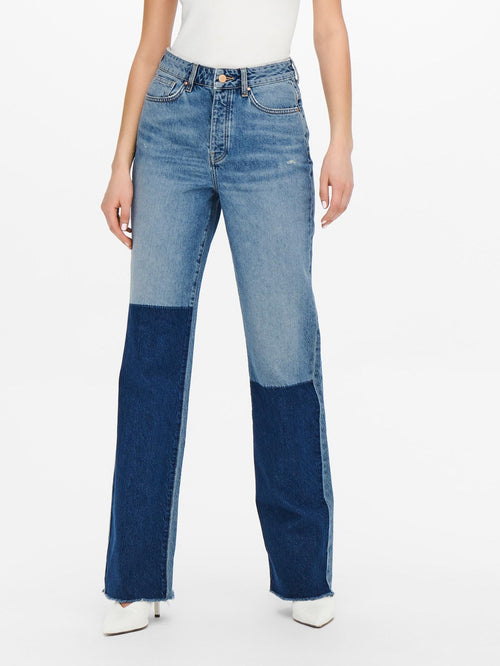 Zikka Color Block Pants - Medium Blue Denim - TeeShoppen Group™ - Jeans - Jacqueline de Yong
